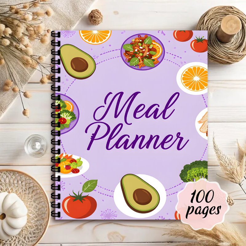Meal Prep Weekly - สมุดวางแผนเมนูอาหาร, สมุดวางแผนเตรียมอาหาร, สมุดวางแผนเมนูอาหารรายสัปดาห์, รายการช็อปปิ้งสำหรับการวางแผนเมนูอาหารเพื่อสุขภาพ